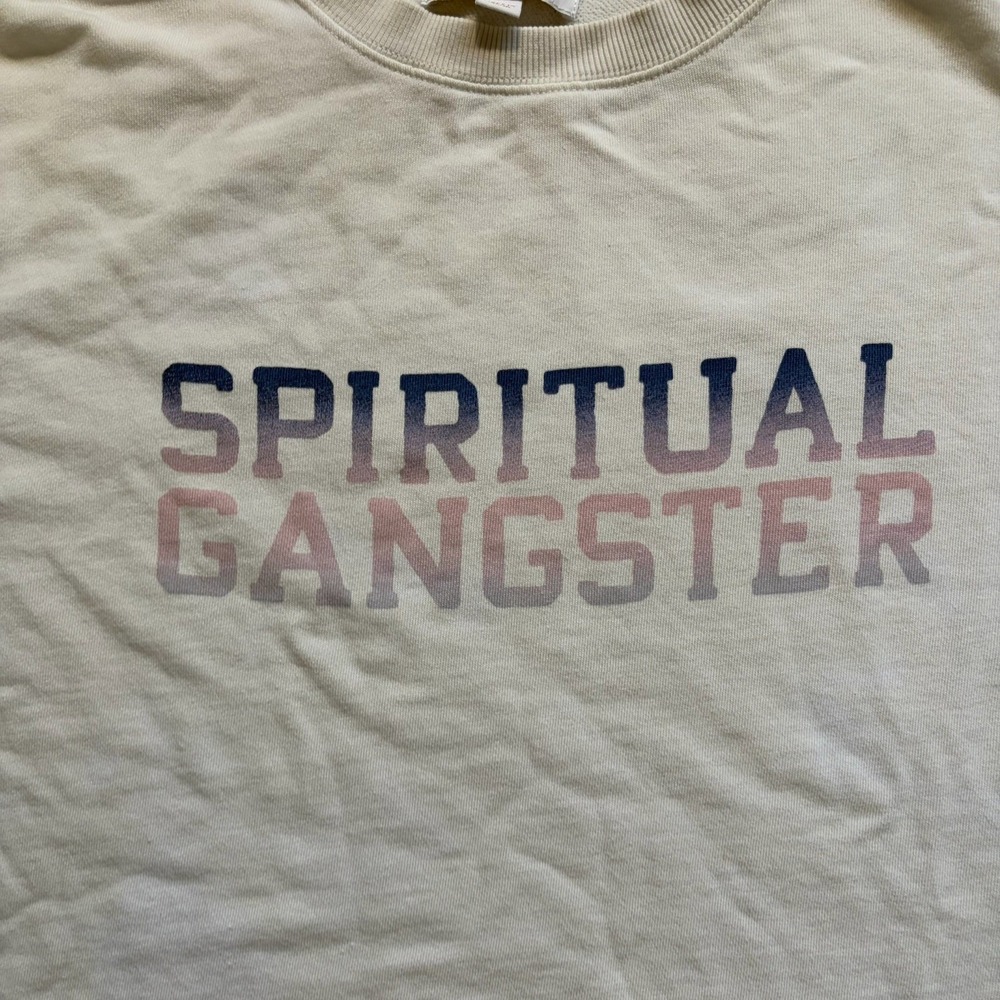 Spiritual Gangster Cropped Crewneck Sweatshirt Women's Medium White - Picture 2 of 9